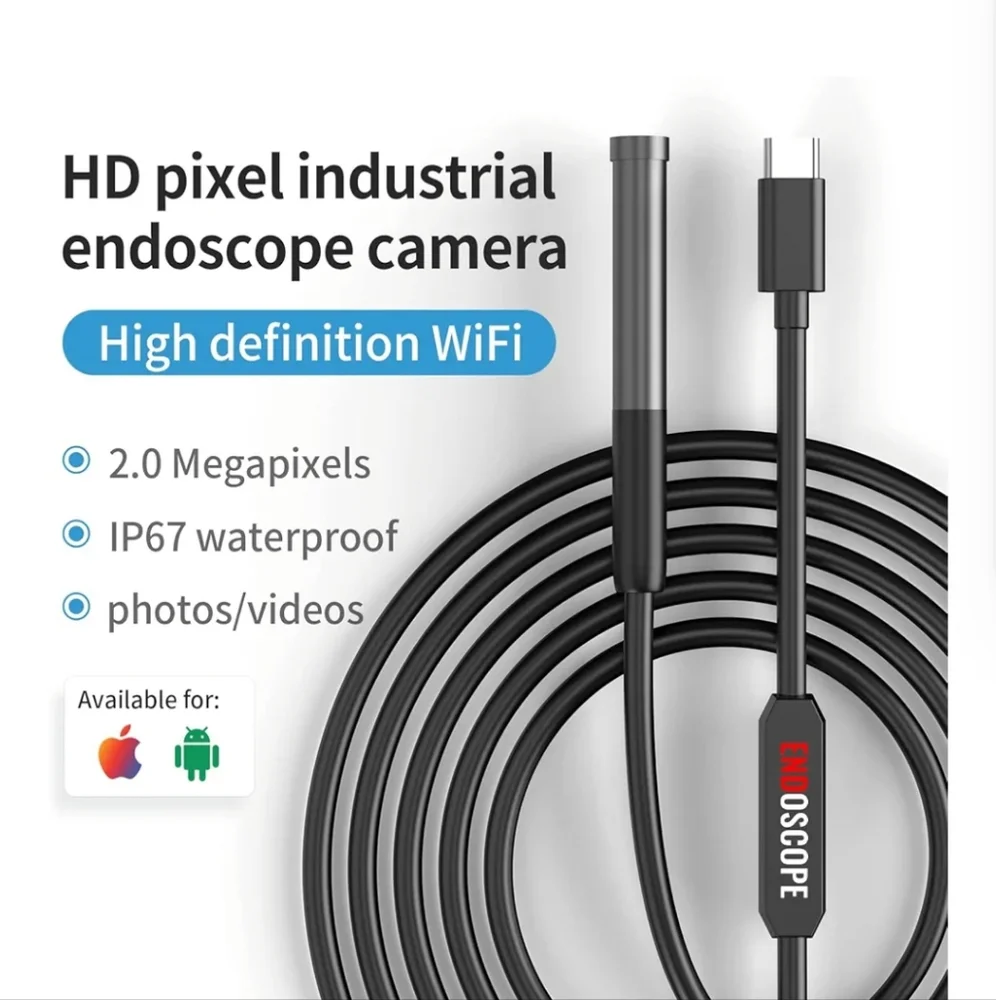 Endoscope Camera With Light Borescope With 6 LED Lights 9.8ft Semi Rigid Snake